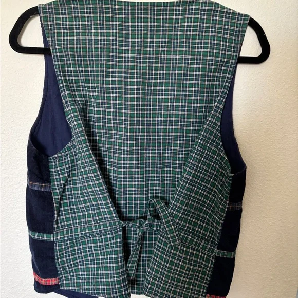 Teachercore School-Themed Corduroy Vest with Plaid Trim - Picture 5 of 5